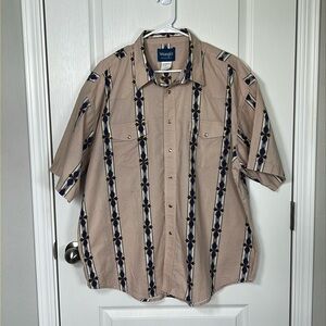 Vintage Wrangler Western Men’s Pearl Snap Short Sleeve Shirt Aztec Size XXL